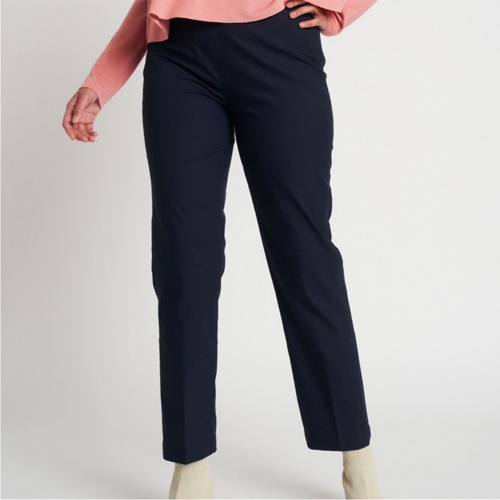 Kit and Ace Navy Blue Slim Tapered Straight Leg Side Zip Trousers Work Pants 10